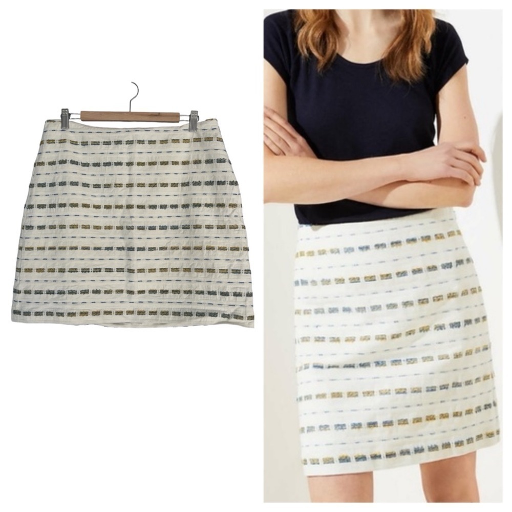 Loft Cotton Blend Boucle Shift Skirt Bohemian Pencil Skirt